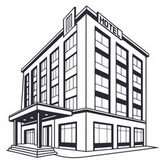 Professional hotel building illustration transparent background