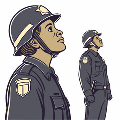 Two female police officers in uniform standing tall