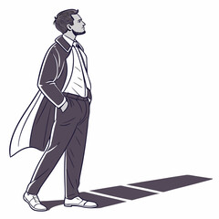 Stylish man walking forward in a coat