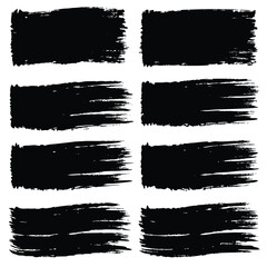 Ink stencil brush strokes and grunge lines with paint splashes drawn in a rectangular shaped composition for text, callouts. Brush strokes in dirty style with drops blots. Grunge banners. Vector set