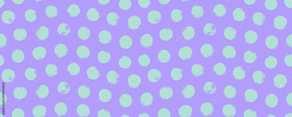 Poster pastel colored naive abstract polka dot seamless pattern. childish seamless banner design with brush