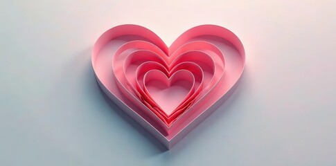 Obraz premium Pink layered heart shapes on a pale background, representing love, affection, and connection