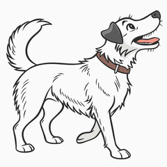 Happy white dog cartoon illustration pet animal