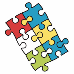 Colorful puzzle pieces interlocking teamwork collaboration