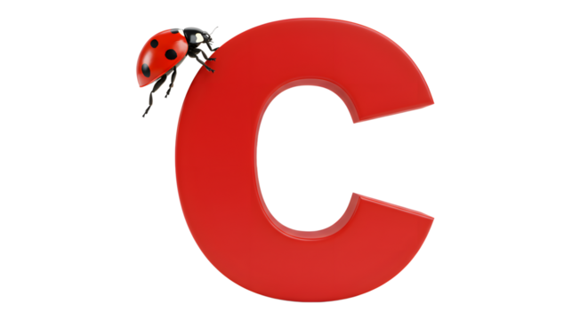 Ladybug on Red Letter C