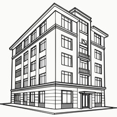 Modern building architectural line drawing design