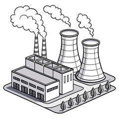 Industrial power plant isometric illustration