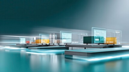 Fototapeta premium Global Supply Chain Management: Futuristic Logistics Technology with Cargo Containers