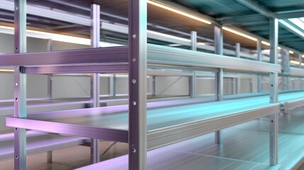Indoor Vertical Farming Shelves. Modern Agriculture. Hydroponics. Plant Cultivation Racks.