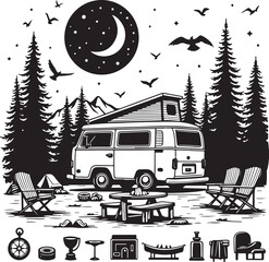 Adventure Van SVG | Mountain Camping Silhouette for Travel Stickers, Shirts & Crafts&rdquo;

&ldquo;Van Life SVG Bundle | Retro Camper, Pine Trees & Mountain Clipart for Outdoor Lovers&rdquo;

&ldquo;Scenic Road Trip Vector 