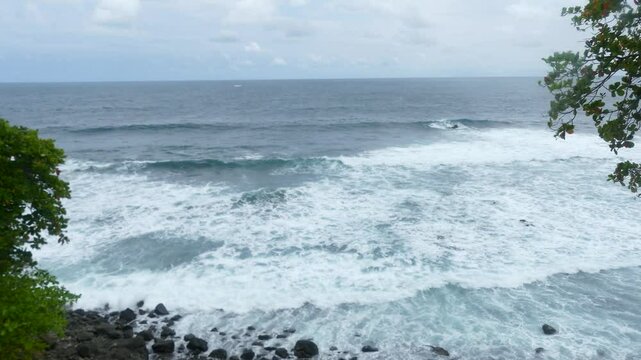 Costa Rica A view id waves crash onto the shore near Jaco Costa Rica