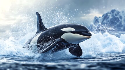 Fototapeta premium Orca leaping out of the water.