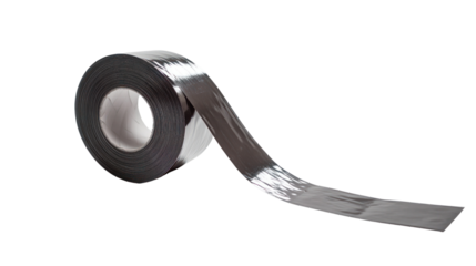 Black adhesive tape roll, isolated on a white background for versatility and utility.