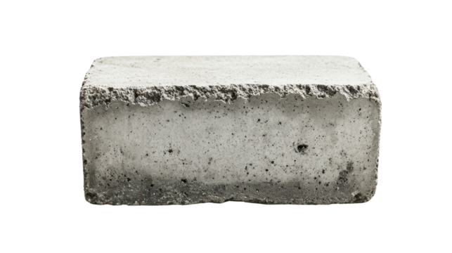 Concrete block on a white isolate background for construction and industrial use.