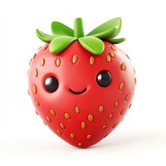 A smiling face cute strawberry isolated on a white background