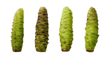 Four alder cones isolated on transparent background