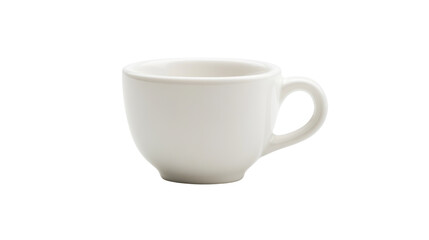 Simple white porcelain cup on an isolated background, perfect for hot beverages and minimalistic designs.