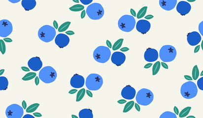 Cute blueberry fruits pattern background vector design