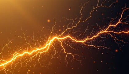 a dadaist creation of electricity, positioned left, golden gradient background