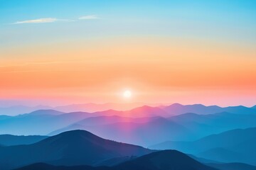 Obraz premium Stunning mountain landscape bathed in the colorful hues of a vibrant sunset