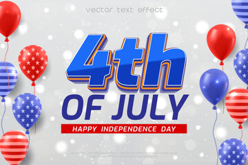 4th of july independence day background with editable text effect