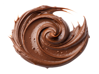 Swirling chocolate spread isolated on transparent background