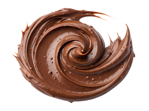 Swirling chocolate spread isolated on transparent background