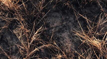 Burned Grass Texture : Suitable for Be Used as Background and Content in Any Project (Print, Graphic Design, Blog Posts, Social Media Posts or Website Related to Environment Theme)