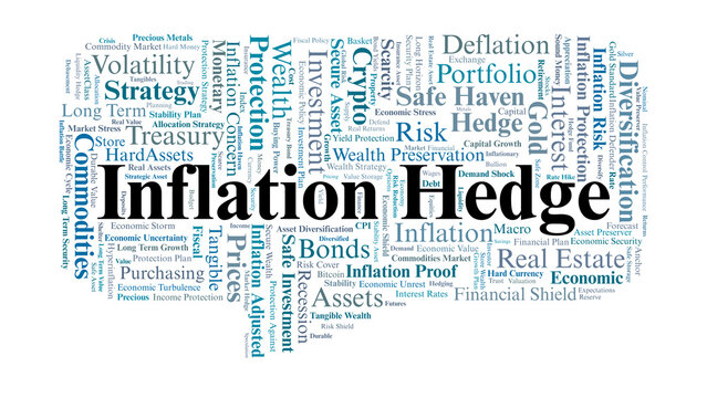 Inflation Hedge Word Cloud. Key Financial Terms for Protection Against Rising Prices