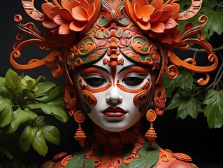 Baining Tribe Fire Dance: Dancer Wearing a Giant Mask, Rabaul
