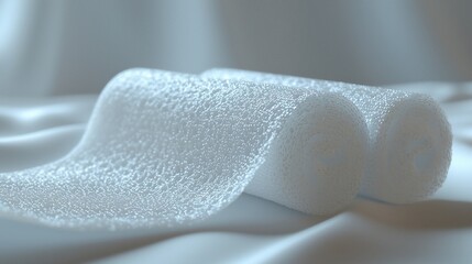 Rolled spa towels on a smooth surface