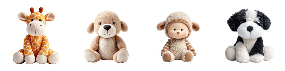 Assortment of Colorful Stuffed Animal Toys