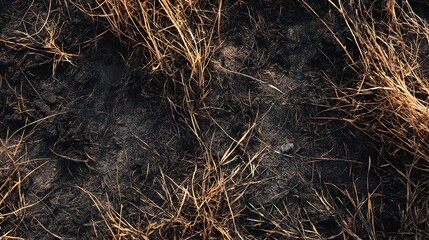 Burned Grass Texture : Suitable for Be Used as Background and Content in Any Project (Print, Graphic Design, Blog Posts, Social Media Posts or Website Related to Environment Theme)