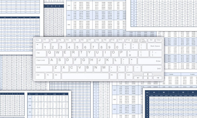 ビジネス資料とキーボード
