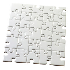 White jigsaw puzzle pieces isolated on transparent background