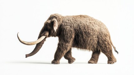 Obraz premium Woolly Mammoth Walking on White Background