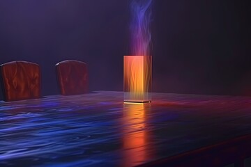 A Futuristic Business Pitch Scene with a Projection in a Sleek Boardroom