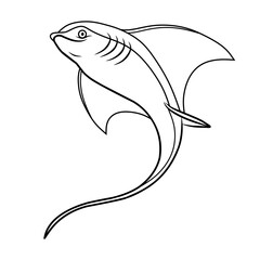 Line art of a Remora, isolated on a white background illustration