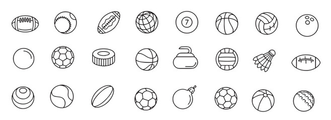 Sport line icon set editable stroke rugby basketball soccer ice hockey sport line icon set editable. © Ali