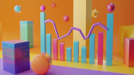 3D financial and stock market icon Line