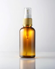 Amber Glass Bottle with Pump Dispenser Cosmetic Packaging Mockup