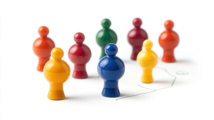 Colorful Game Pieces Representing Teamwork and Collaboration