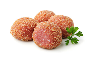 Raw Breaded Beef Cutlets Ready for Cooking