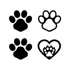 Fototapeta premium Pet paw editable stroke outline icon isolated on white background flat.Pet paw editable stroke. footprints Pet paw, Heart with pet paw print dog cat icon, vector illustration. paws prints dog. 