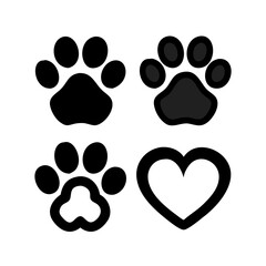 Fototapeta premium Pet paw editable stroke outline icon isolated on white background flat.Pet paw editable stroke. footprints Pet paw, Heart with pet paw print dog cat icon, vector illustration. paws prints dog. 