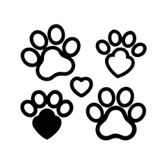Pet paw editable stroke outline icon isolated on white background flat.Pet paw editable stroke. footprints Pet paw, Heart with pet paw print dog cat icon, vector illustration. paws prints dog. 