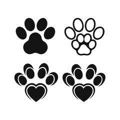 Fototapeta premium Pet paw editable stroke outline icon isolated on white background flat.Pet paw editable stroke. footprints Pet paw, Heart with pet paw print dog cat icon, vector illustration. paws prints dog. 