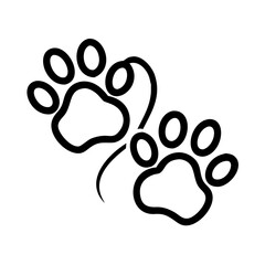 Pet paw editable stroke outline icon isolated on white background flat.Pet paw editable stroke. footprints Pet paw, Heart with pet paw print dog cat icon, vector illustration. paws prints dog. 