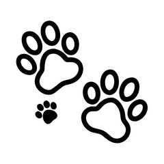 Pet paw editable stroke outline icon isolated on white background flat.Pet paw editable stroke. footprints Pet paw, Heart with pet paw print dog cat icon, vector illustration. paws prints dog. 