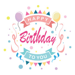 Birthday elebration design with balloon and ribbons